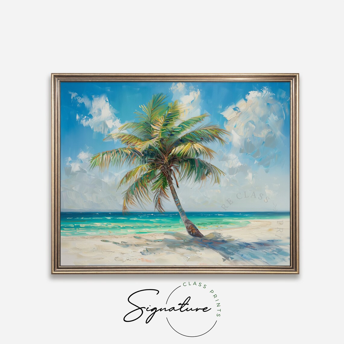 Tropical Beach Palm Tree Turquoise Ocean White Sand Scene Poster - Image 4
