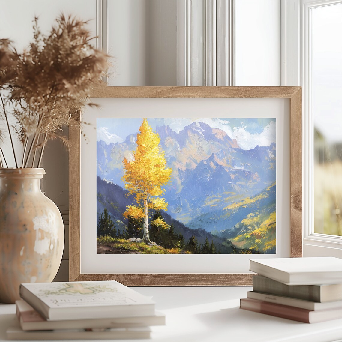 Golden Aspen Rocky Mountains Autumn Peak Light Impressionist Poster - Image 2