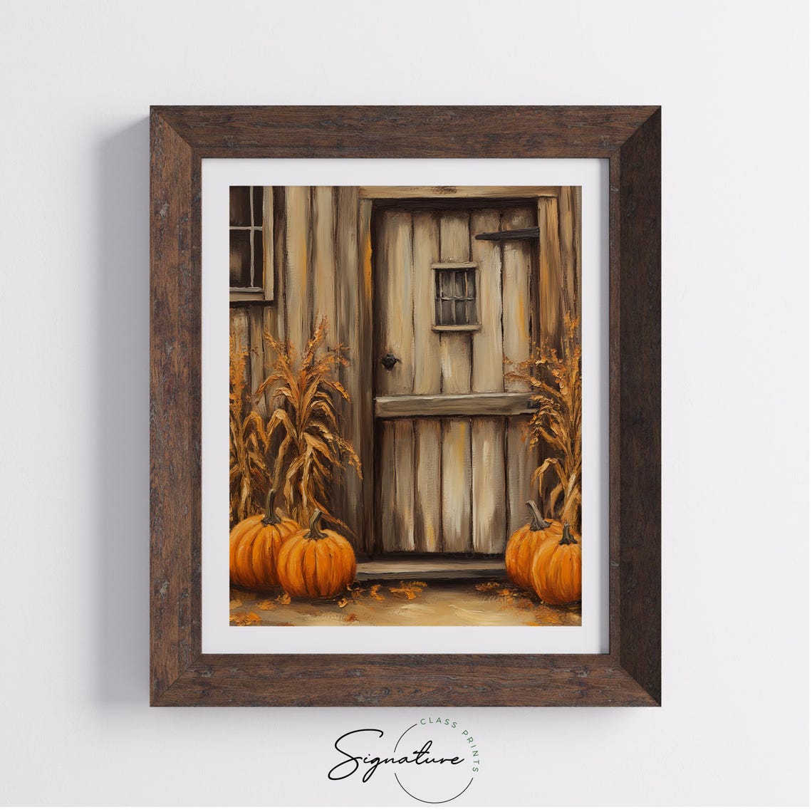 Rustic Barn Door Pumpkins Corn Stalks Fall Farmhouse Scene Poster - Image 4