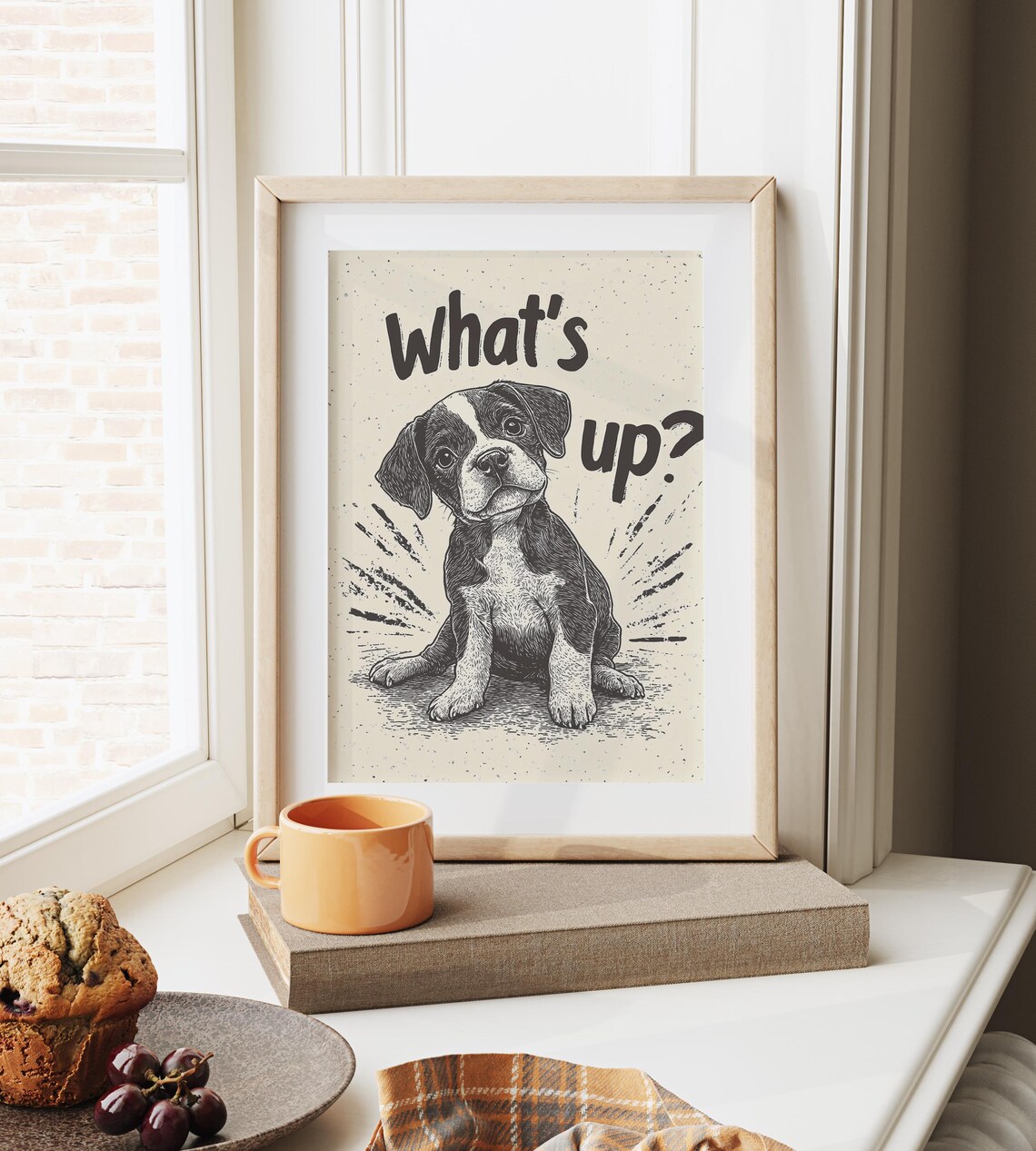 Cute What's Up Puppy Sketch Playful Puppy Vintage Dog Poster - Image 6
