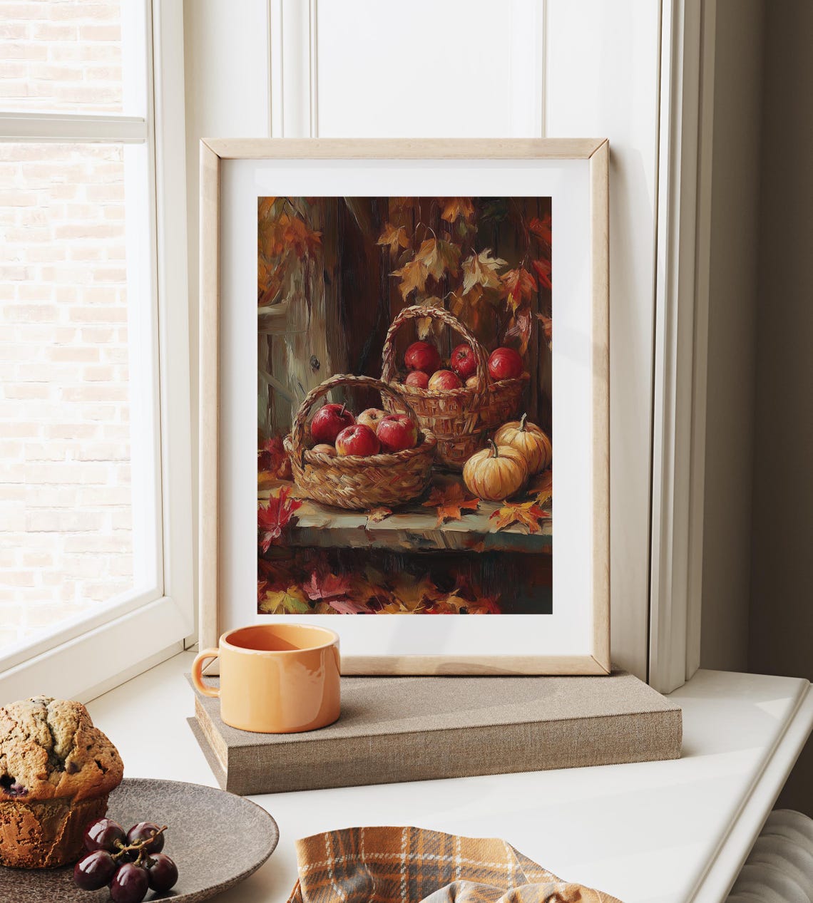 Harvest Baskets Red Apples Mini Pumpkins Fall Still Life Poster - Image 6