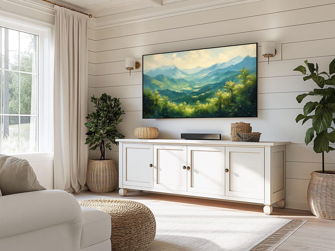 Blue Mountain Ridges Fading Into Mist Peaceful Frame TV Wall Art - Image 5