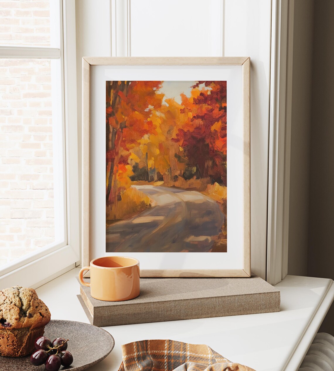 Curving Country Road Through Fiery Orange Autumn Forest Poster - Image 6