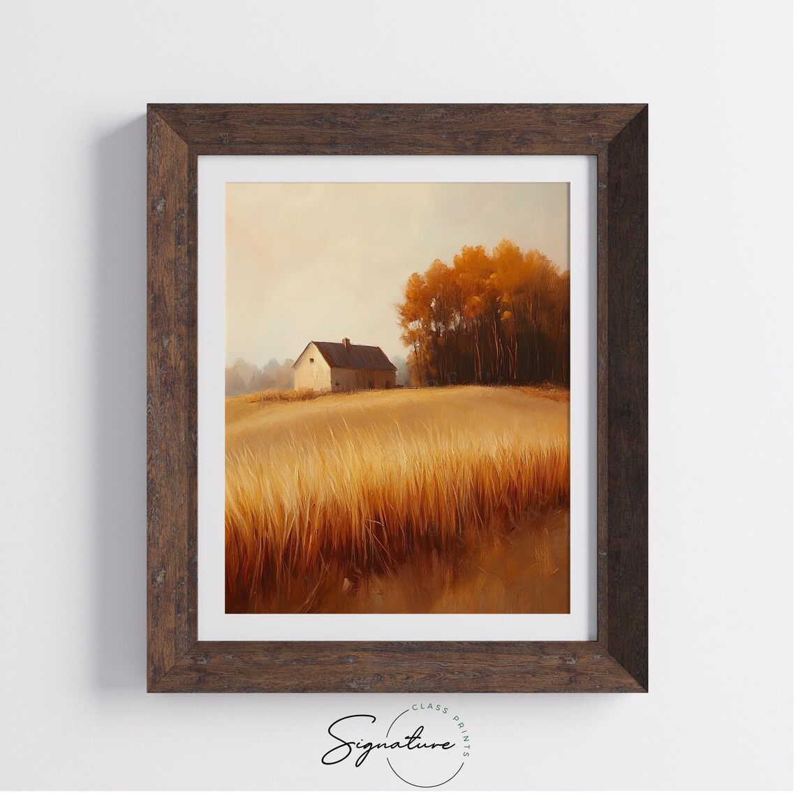 Golden Wheat Field and Old Farmhouse Autumn Landscape Poster - Image 4
