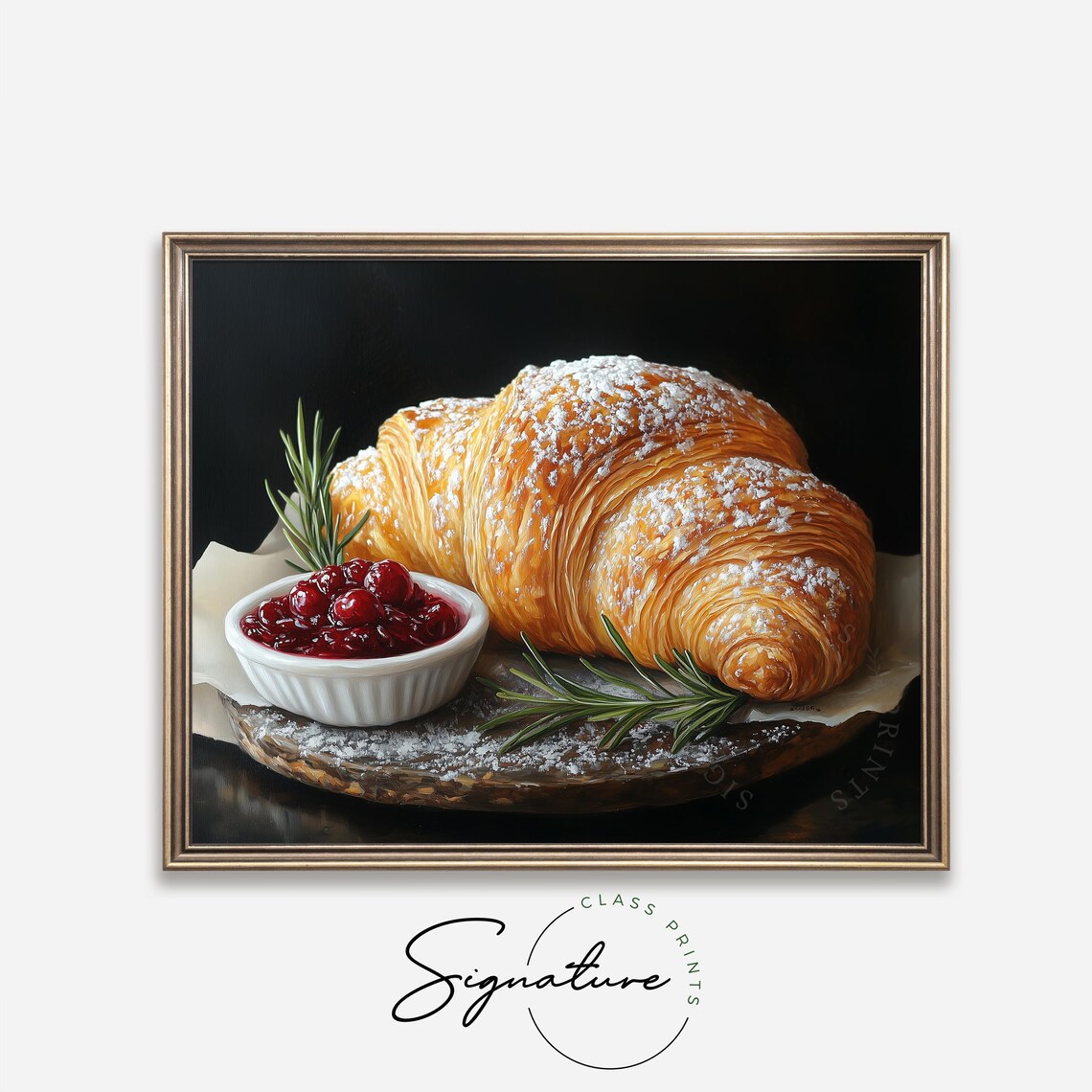 Golden Croissant With Cranberry Sauce And Rosemary Kitchen Poster - Image 4