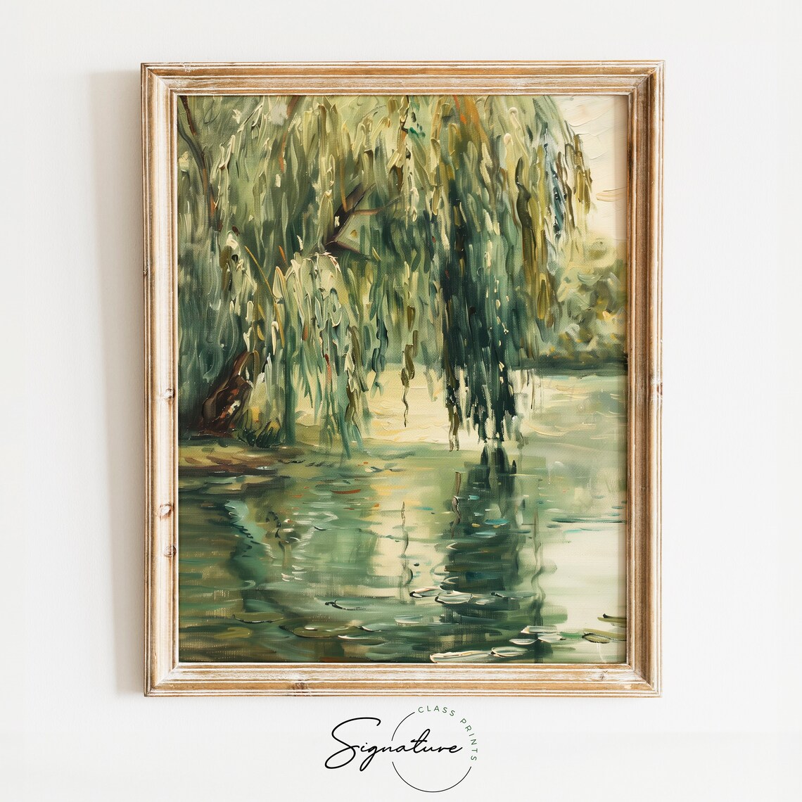 Tranquil Willow Pond Rustic Wall Art Print