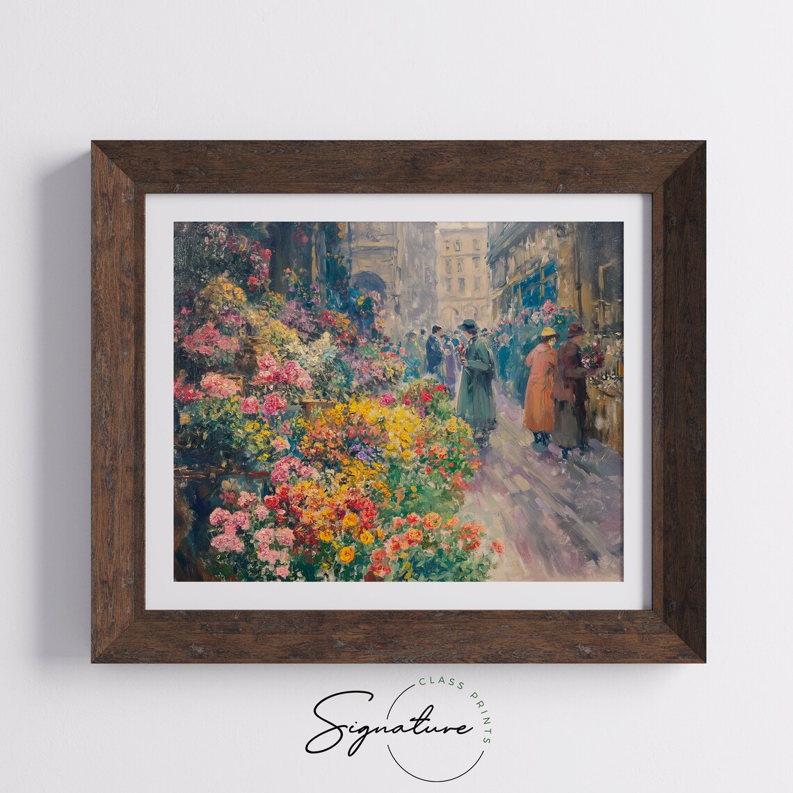 Flower Stall At Busy Street Market Bustling Floral Scene Art Poster - Image 5