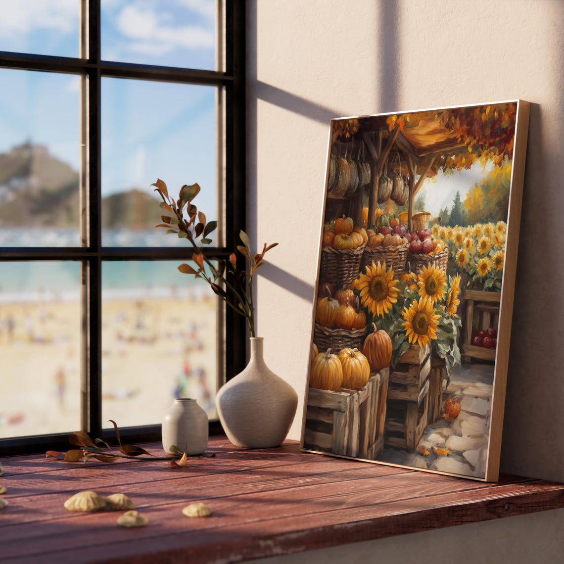 Fall Farmers Market With Pumpkins And Sunflowers Harvest Poster - Image 5