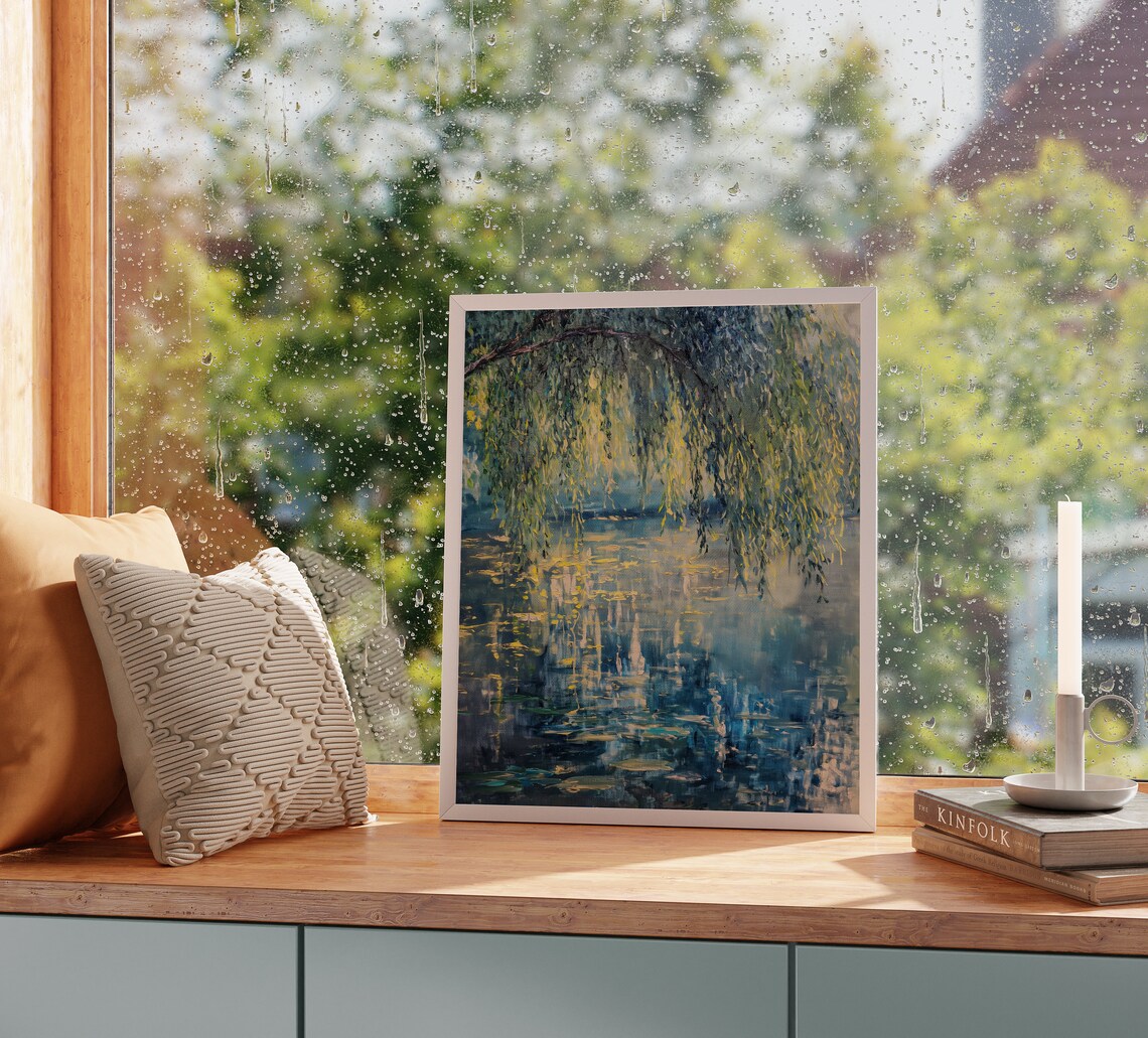 Weeping Willow Tree Over Serene Pond Tranquil Water Art Poster - Image 2