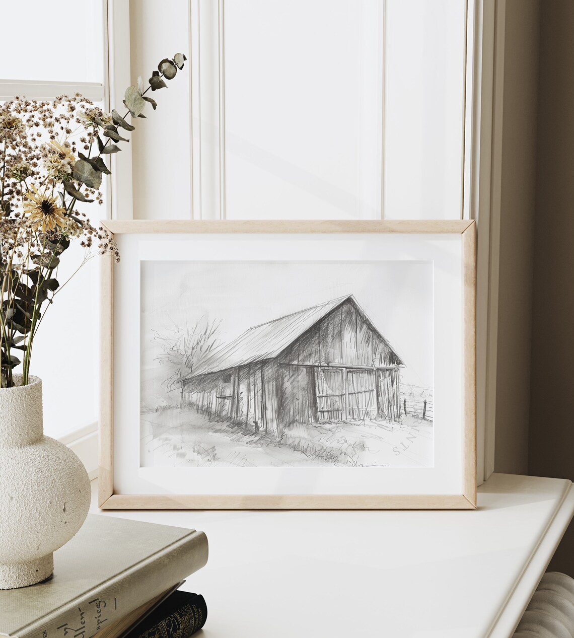 Old Wooden Barn Pencil Sketch Rustic Country Farmhouse Charm Poster - Image 6