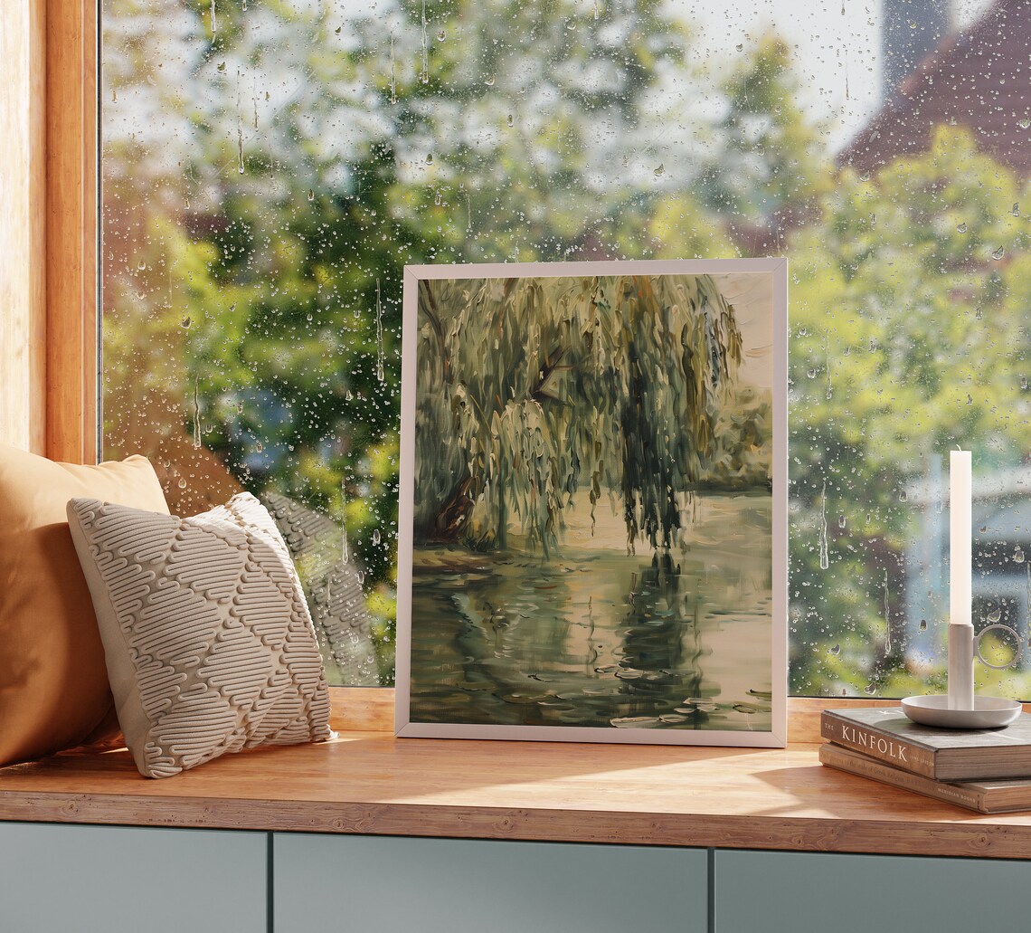 Tranquil Willow Pond Rustic Wall Art Print - Image 2