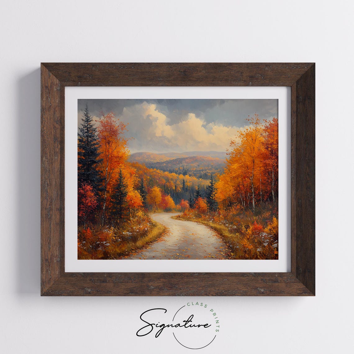 Winding Autumn Road Through Pine Forest Mountain Country Print - Image 5