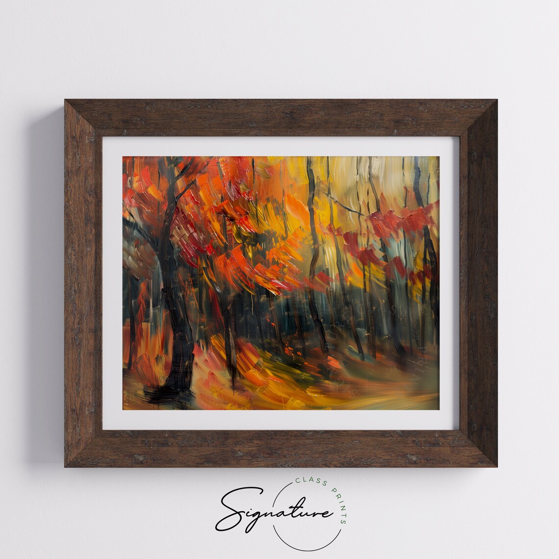 Windswept Autumn Forest in Bold Strokes of Red Orange and Gold Poster - Image 5