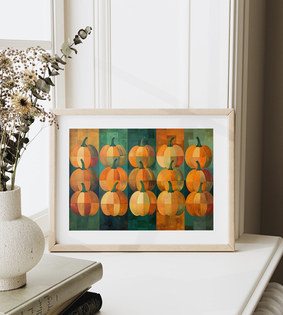 Geometric Pumpkin Patch Grid Pop Art Modern Fall Decor Poster - Image 6