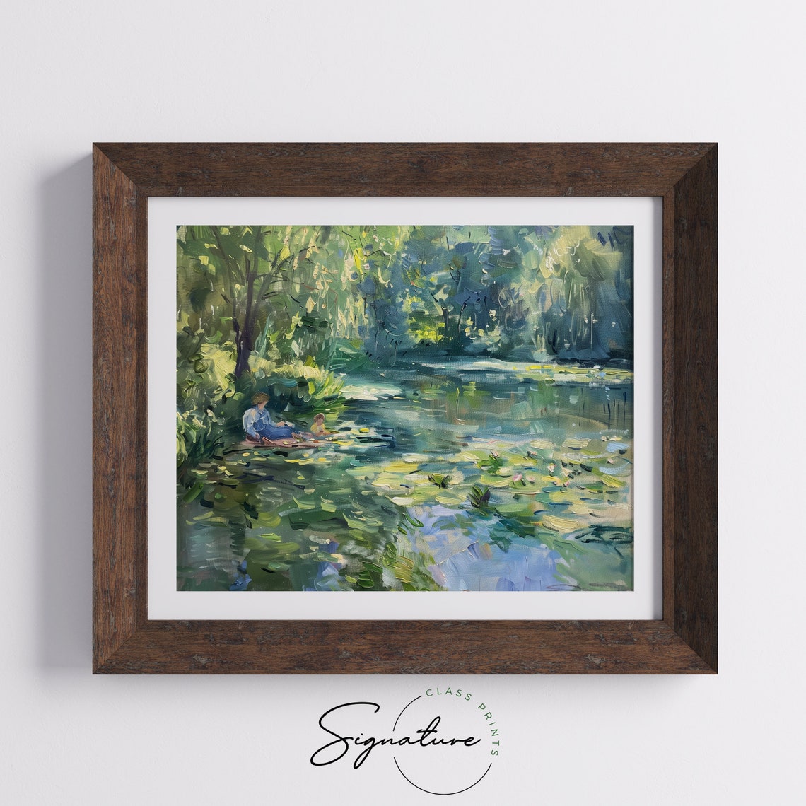 Figures by a Waterlily Pond Impressionist Monet Style Garden Poster - Image 5