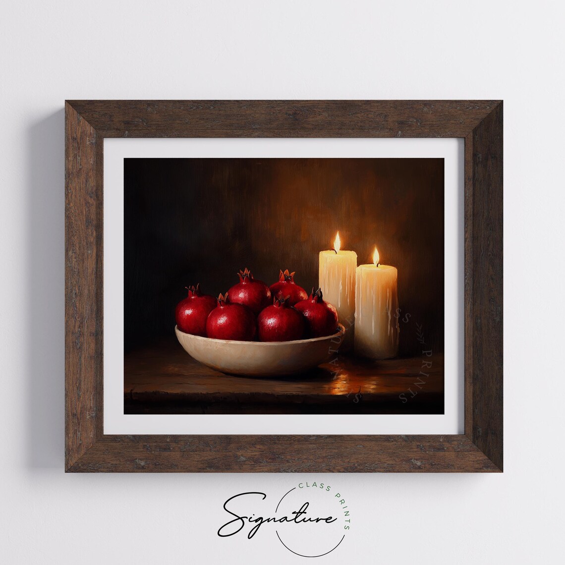 Bowl Of Pomegranates With Candlelight Warm Farmhouse Art Poster - Image 5