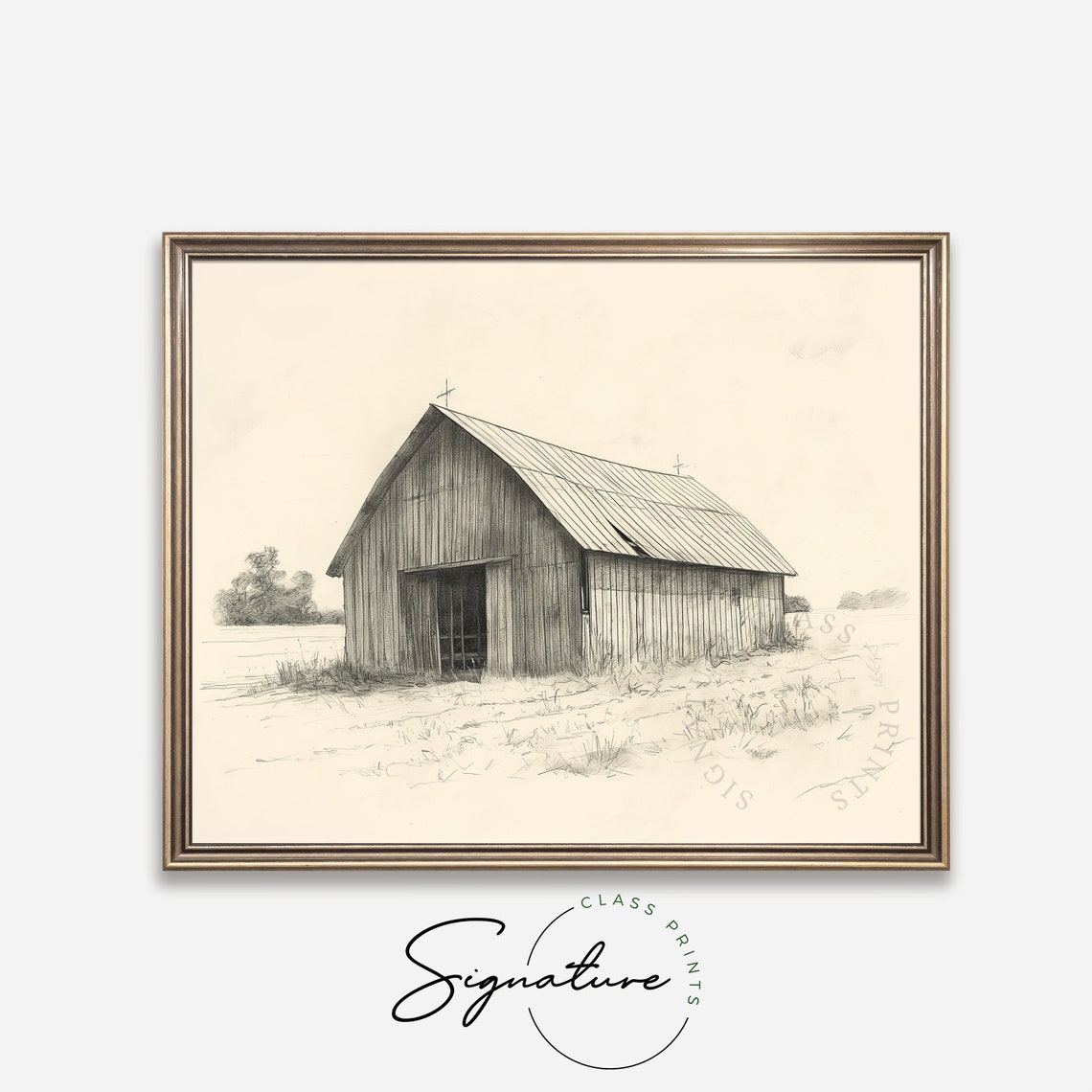 Rustic Barn Weathered Old Wood Pencil Sketch Country Farm Poster - Image 4