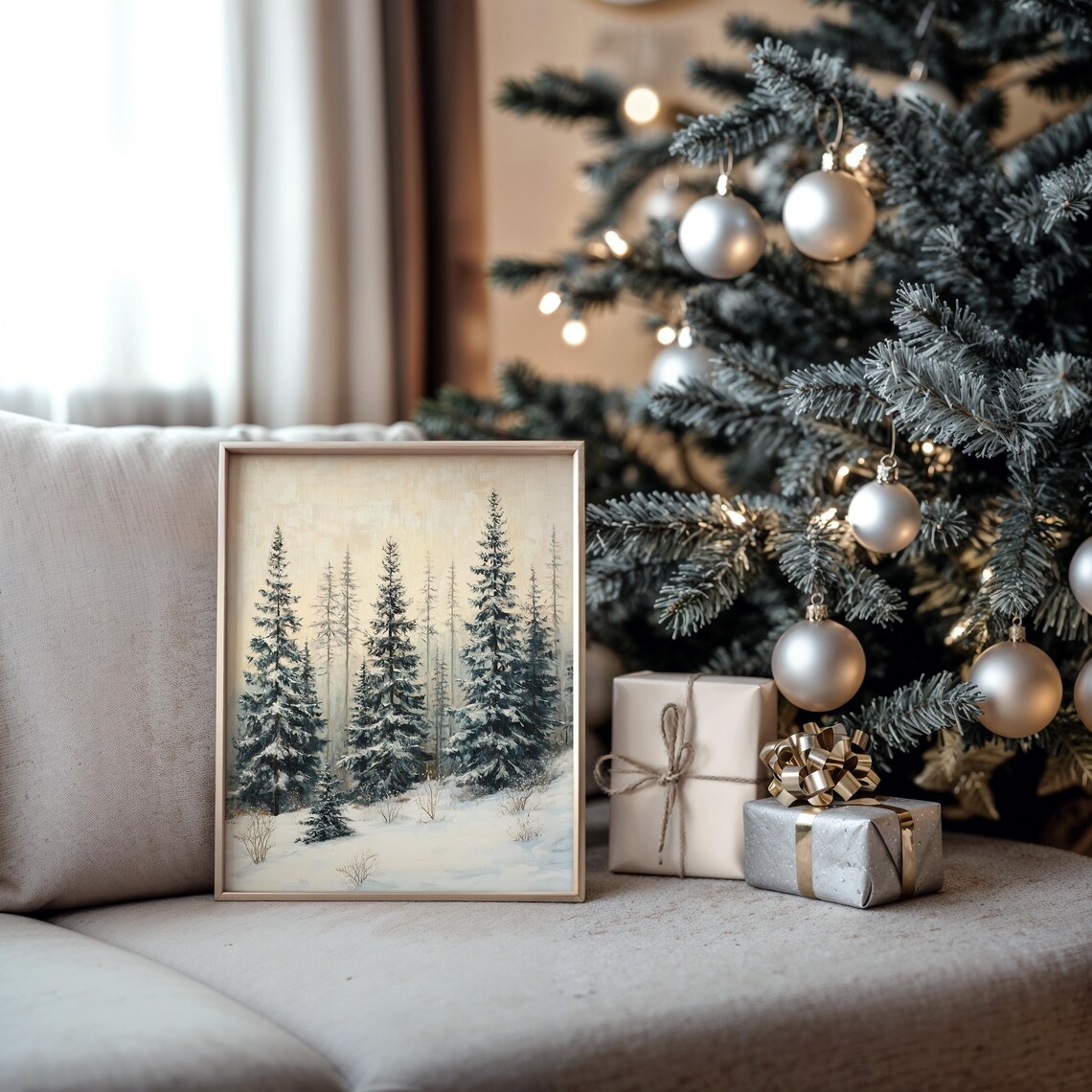 Misty Blue Fir Forest in Soft Foggy Winter Landscape Scene Poster - Image 5