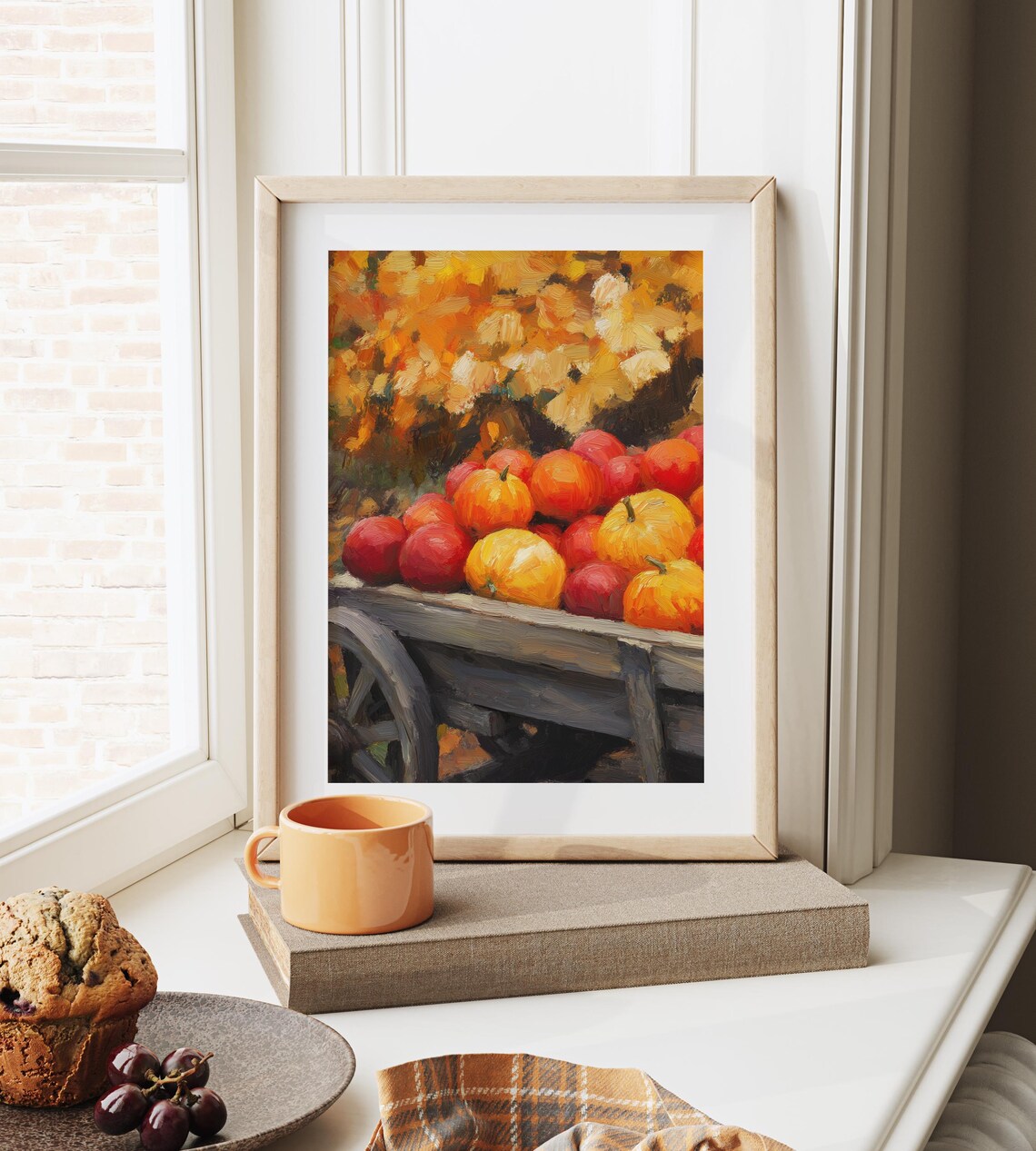 Wooden Cart Overflowing With Pumpkins And Apples Fall Poster - Image 6