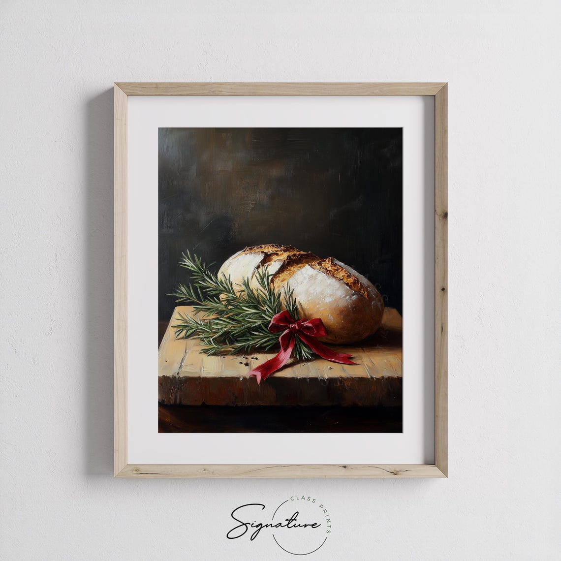 Rustic Bread Loaf With Rosemary And Red Ribbon Holiday Poster - Image 3
