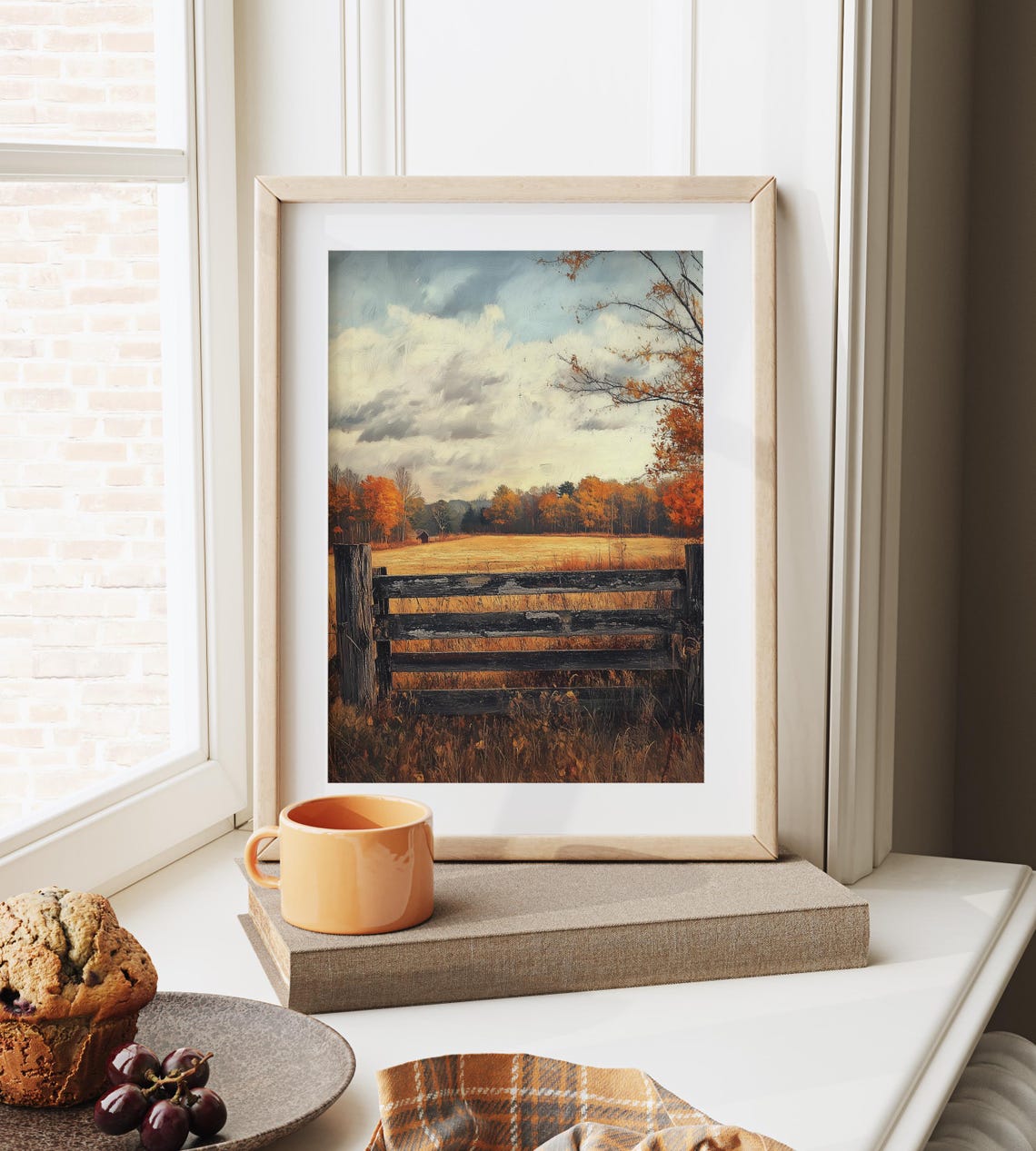 Weathered Wooden Gate Overlooking Golden Autumn Field Poster - Image 6