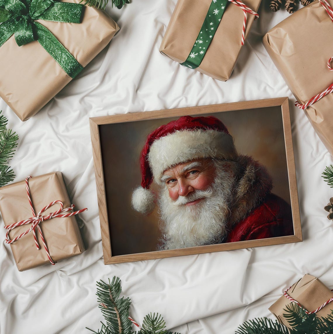 Smiling Santa Claus Close Up Portrait In Warm Golden Light Poster - Image 2