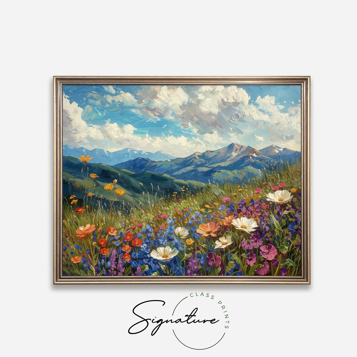 Mountain Meadow In Full Bloom, Rustic Landscape Art Print - Image 4