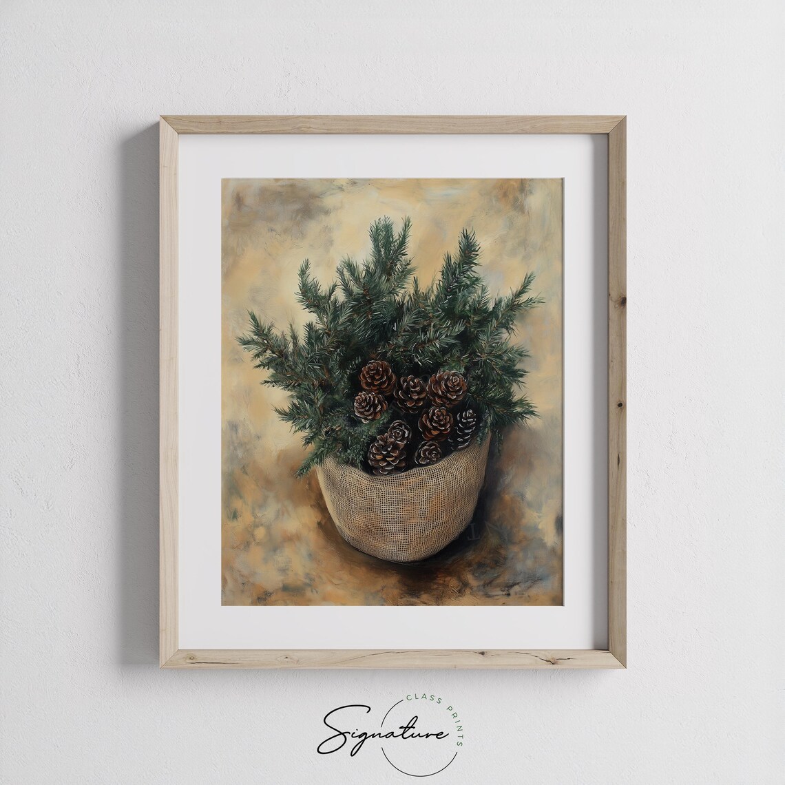 Potted Evergreen Tree with Pinecones in Burlap Pot Christmas Poster - Image 2