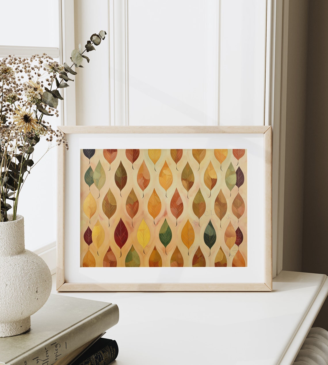 Abstract Leaves Pattern Fall Foliage Repeating Leaf Design Art Poster - Image 6