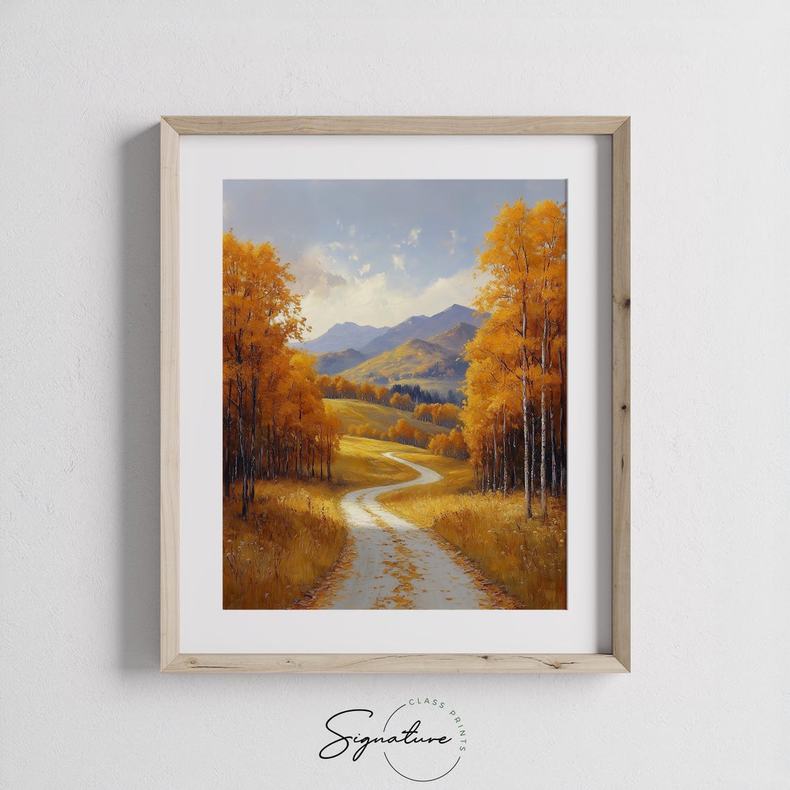 Golden Aspen Path Toward Sunny Mountain Valley Landscape Print - Image 3