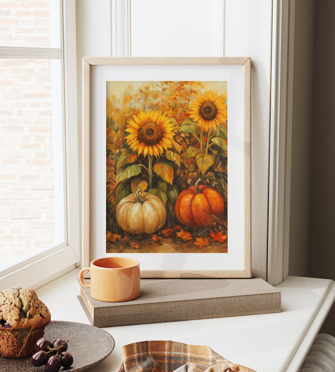 Bright Sunflowers and Pumpkins in a Golden Autumn Garden Poster - Image 6