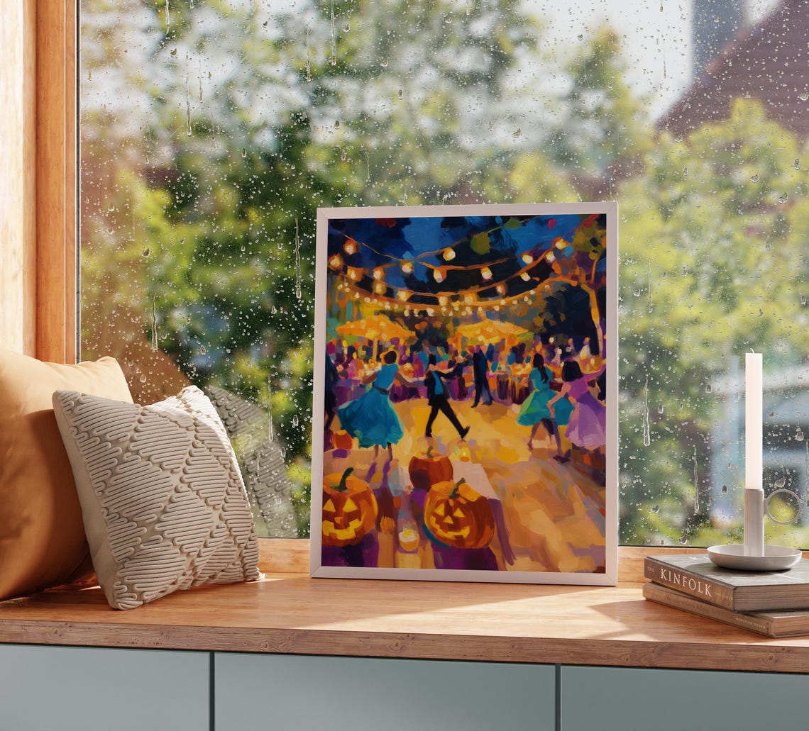 Fall Festival Night Dance String Lights Jack O Lanterns Poster - Image 2