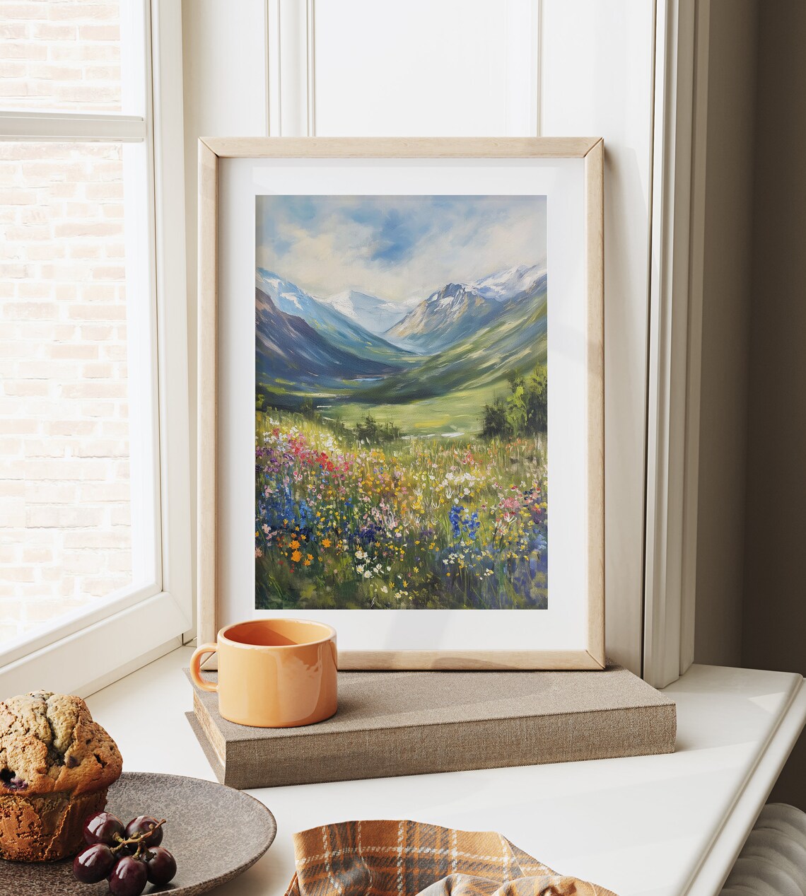 Alpine Valley Wildflower Meadow Beside Lake Mountain View Art Poster - Image 6