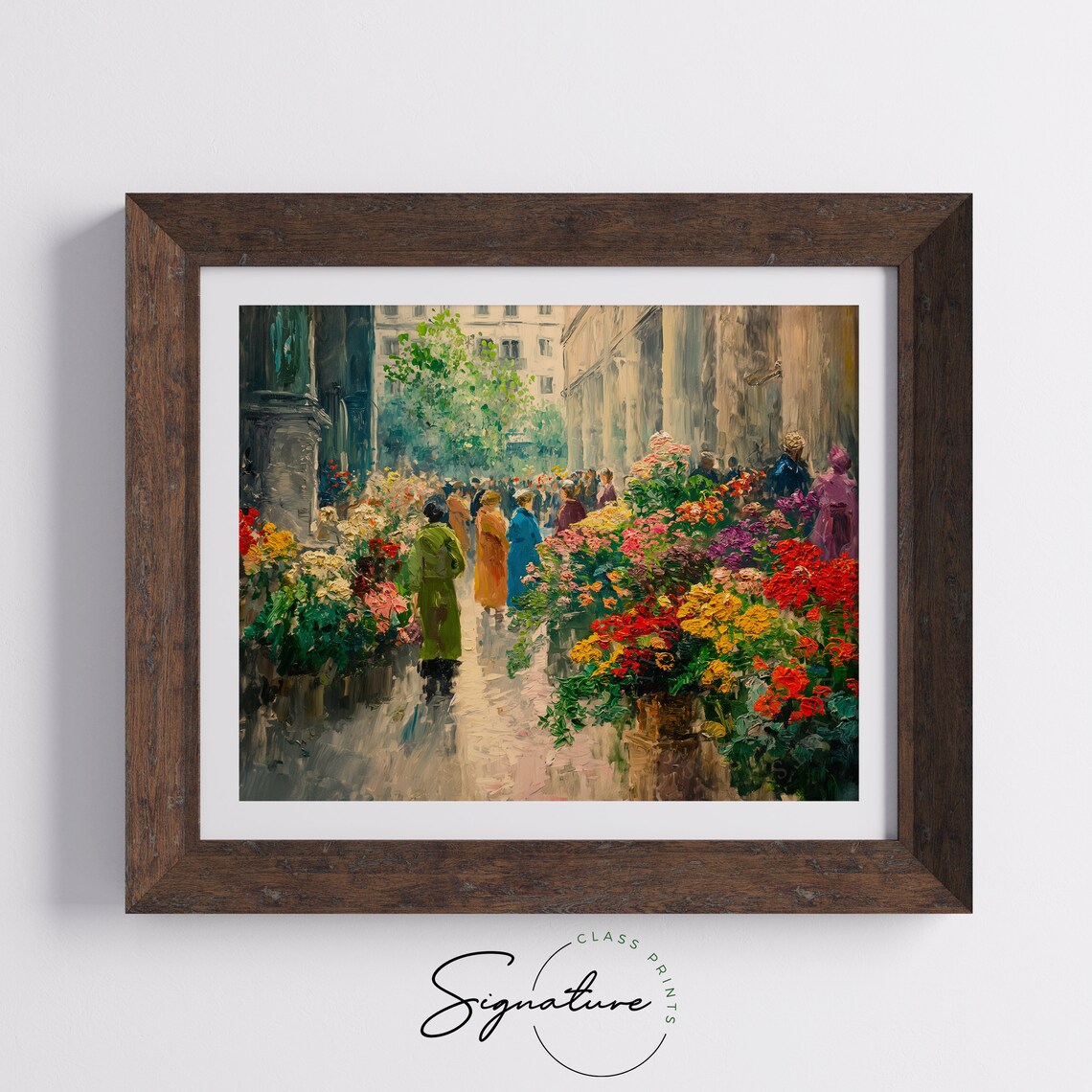 Busy Flower Market Street With Crowds Colorful Urban Art Poster - Image 5