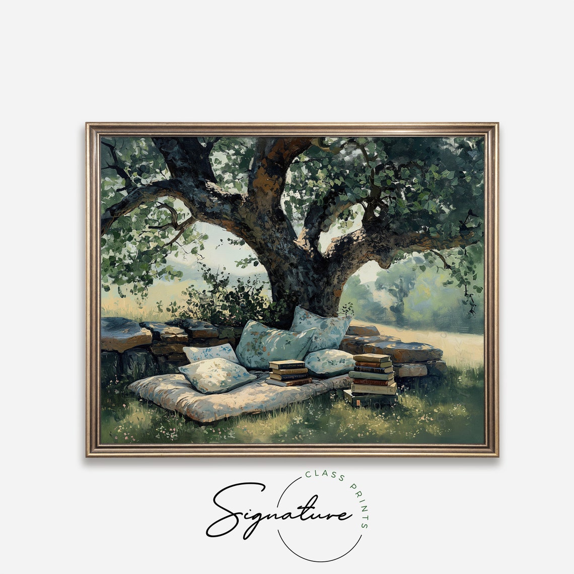Reading Nook Under Big Tree Books And Cushions Garden Poster - Image 4