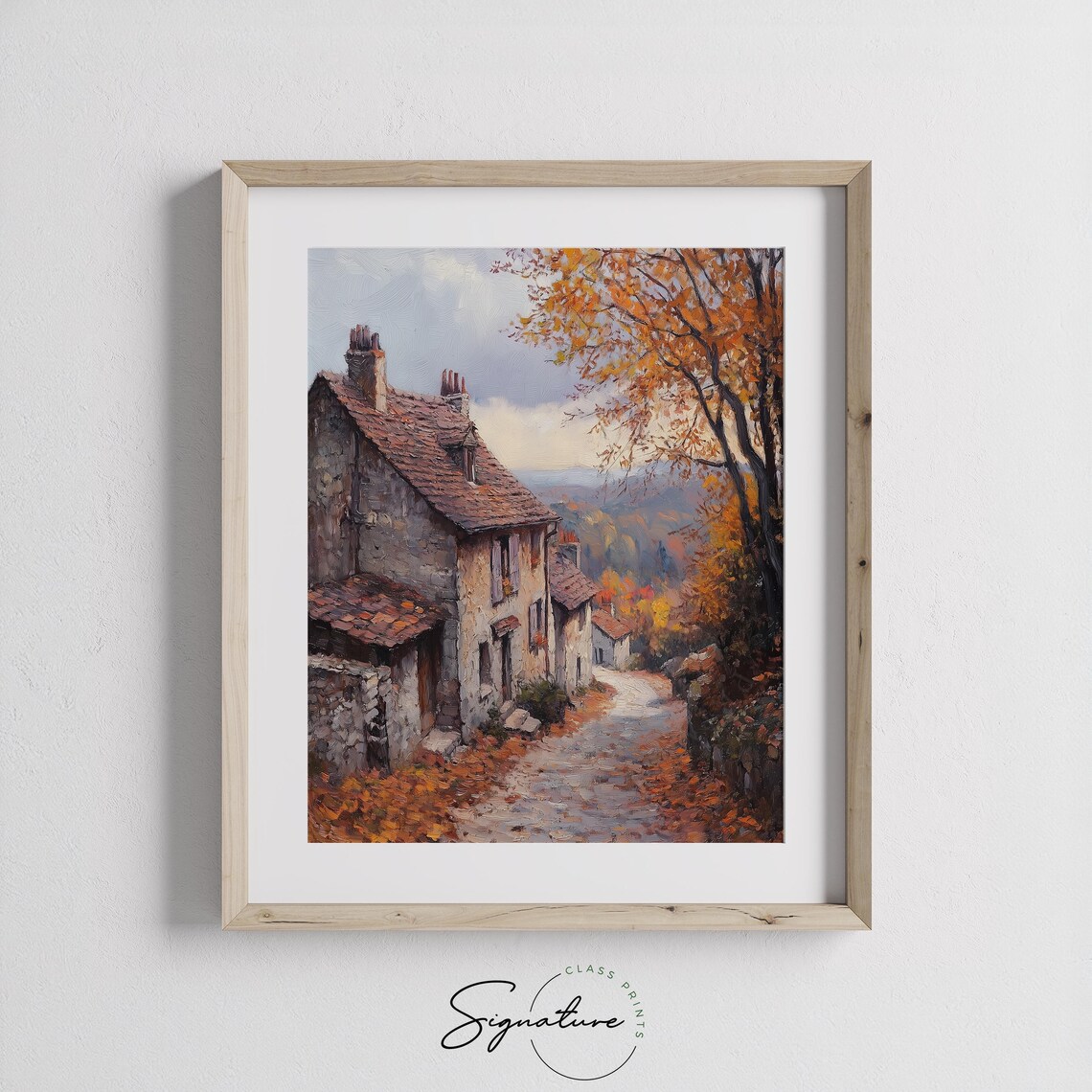 Autumn Village Street Stone Houses Red Roofs Fall Country Lane Poster - Image 3