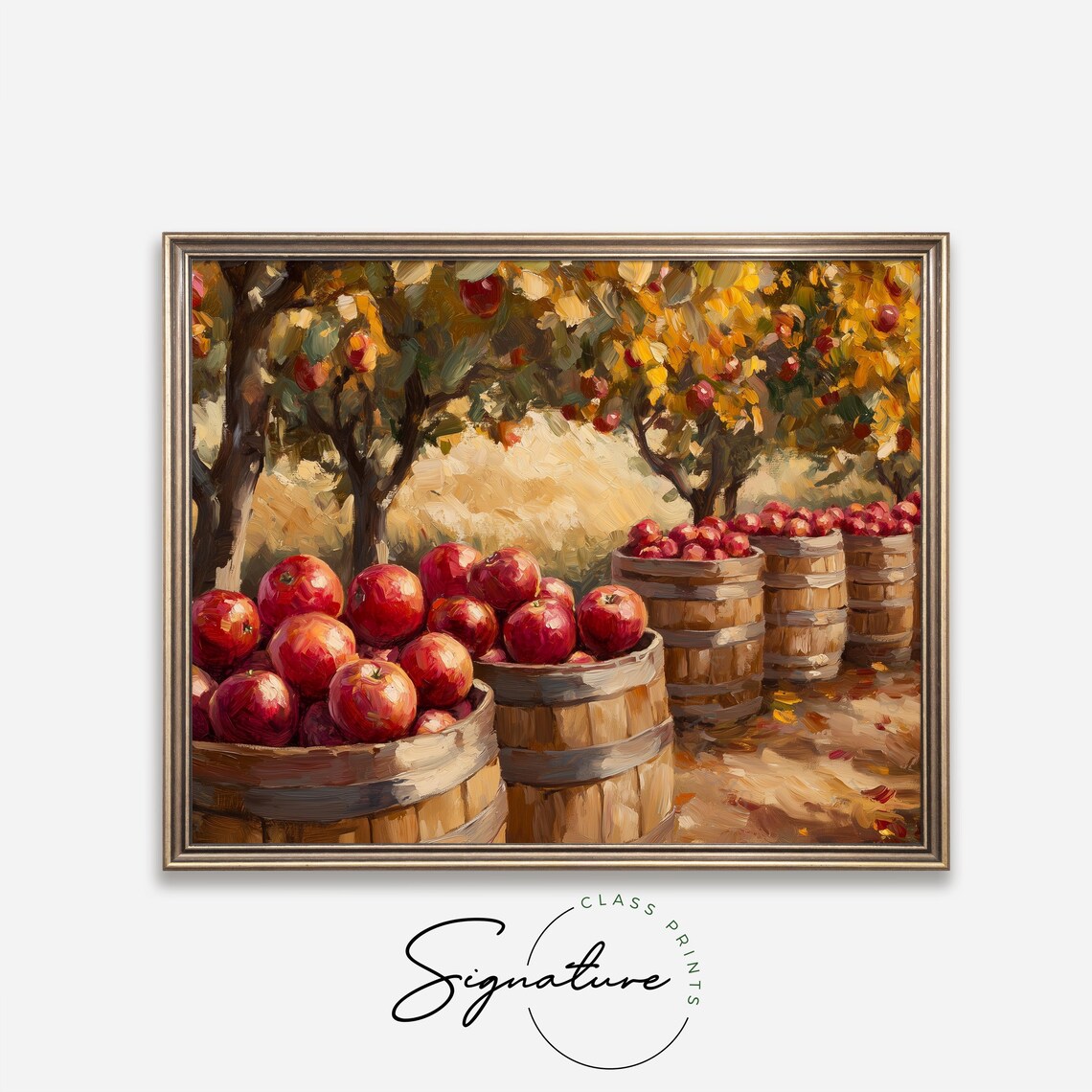 Apple Harvest Barrels Painting Red Apples Orchard Rustic Fall Decor Poster - Image 4