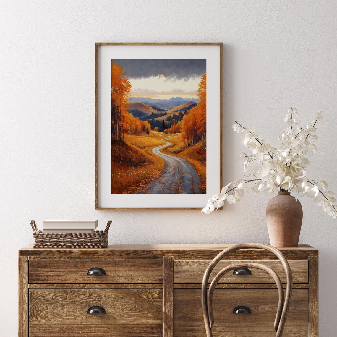 Golden Valley Winding Road Dramatic Sky Mountain Vista Print - Image 5