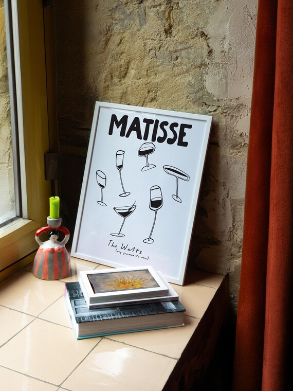 Modern Matisse Print Bar Cart Matisse Wine Poster Matisse Retro Poster Wine Club Print Cin Cin Art Exhibition Museum Poster Happy Hour