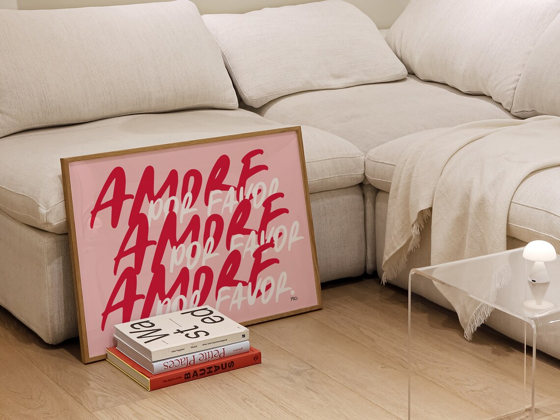 Amore Por Favor Print Pink Love Poster Pink Mon Amour Print Pink Music Wall Art Trendy Wall Art Print - Image 6