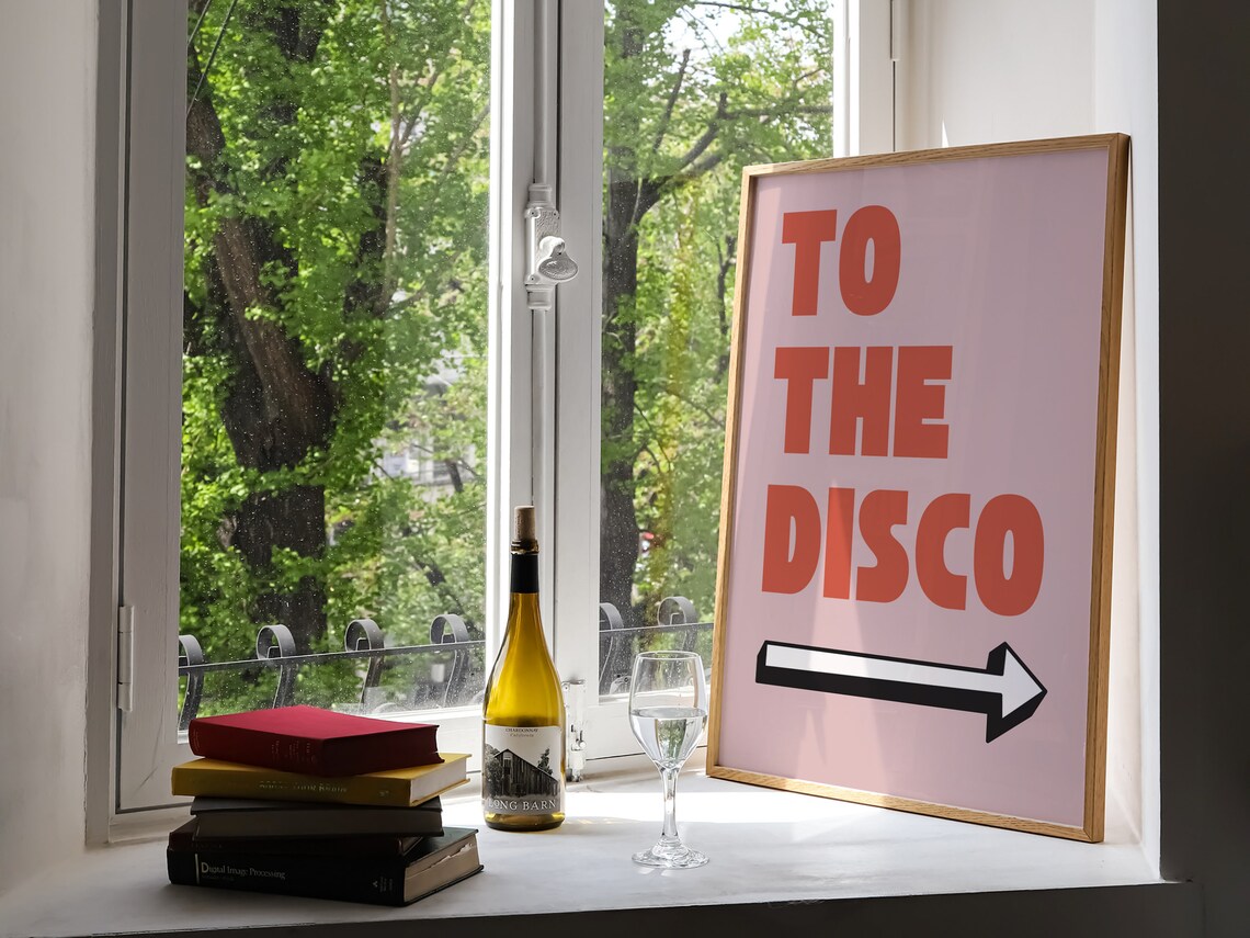 To The Disco Retro Word Poster, Pink Decor - Image 2