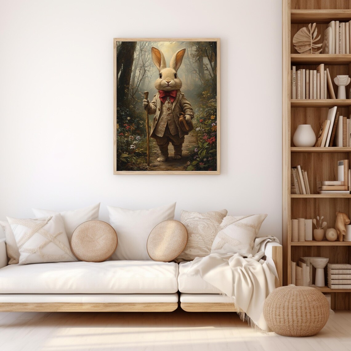 Cute Hiking Easter Bunny, Spring Forest Art Print - Image 3