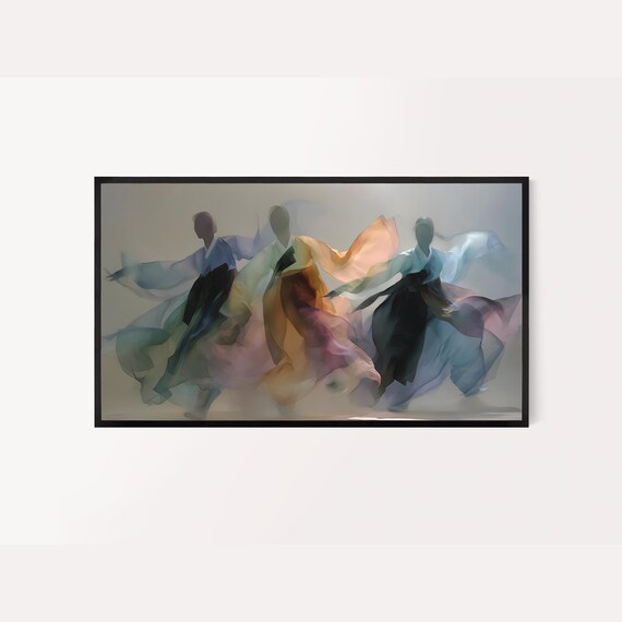 Korean Shaman Inspired Abstract Art For Frame Tv Gold Purple And Blue Colors