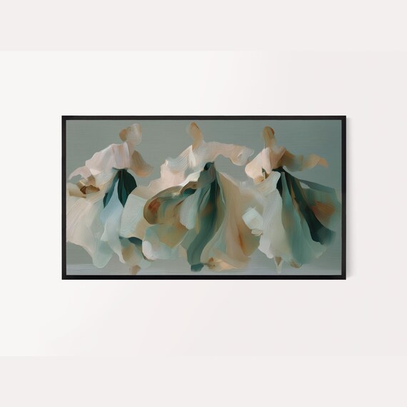 Korean Frame Tv Art Hanbokinspired Semi Abstract Painting Earthy Neutral Colors