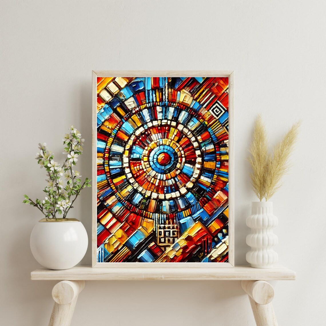 Maasai Inspired Abstract Impasto Artwork Vibrant Tribal Wall Art - Image 2