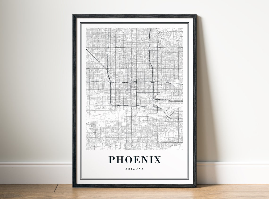 Phoenix Arizona Black and White City Map Minimalist Wall Art - Image 5