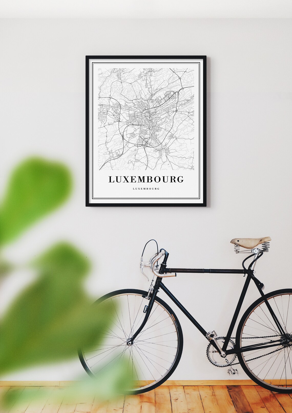 Luxembourg City Street Map Black and White Line Art Minimalist Poster - Image 3