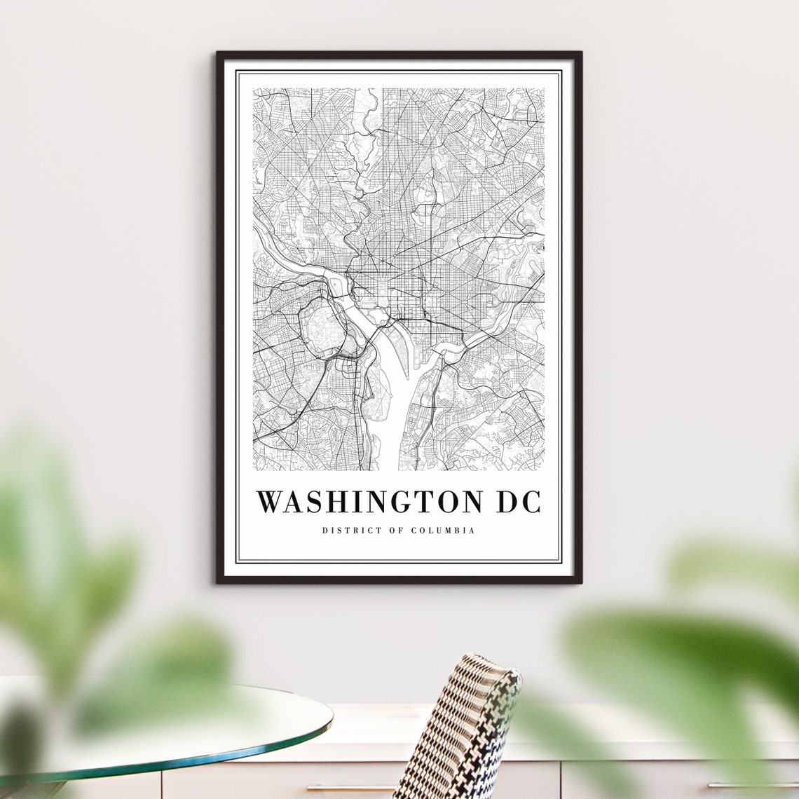 Washington DC Minimalist Black and White City Street Map Poster - Image 4