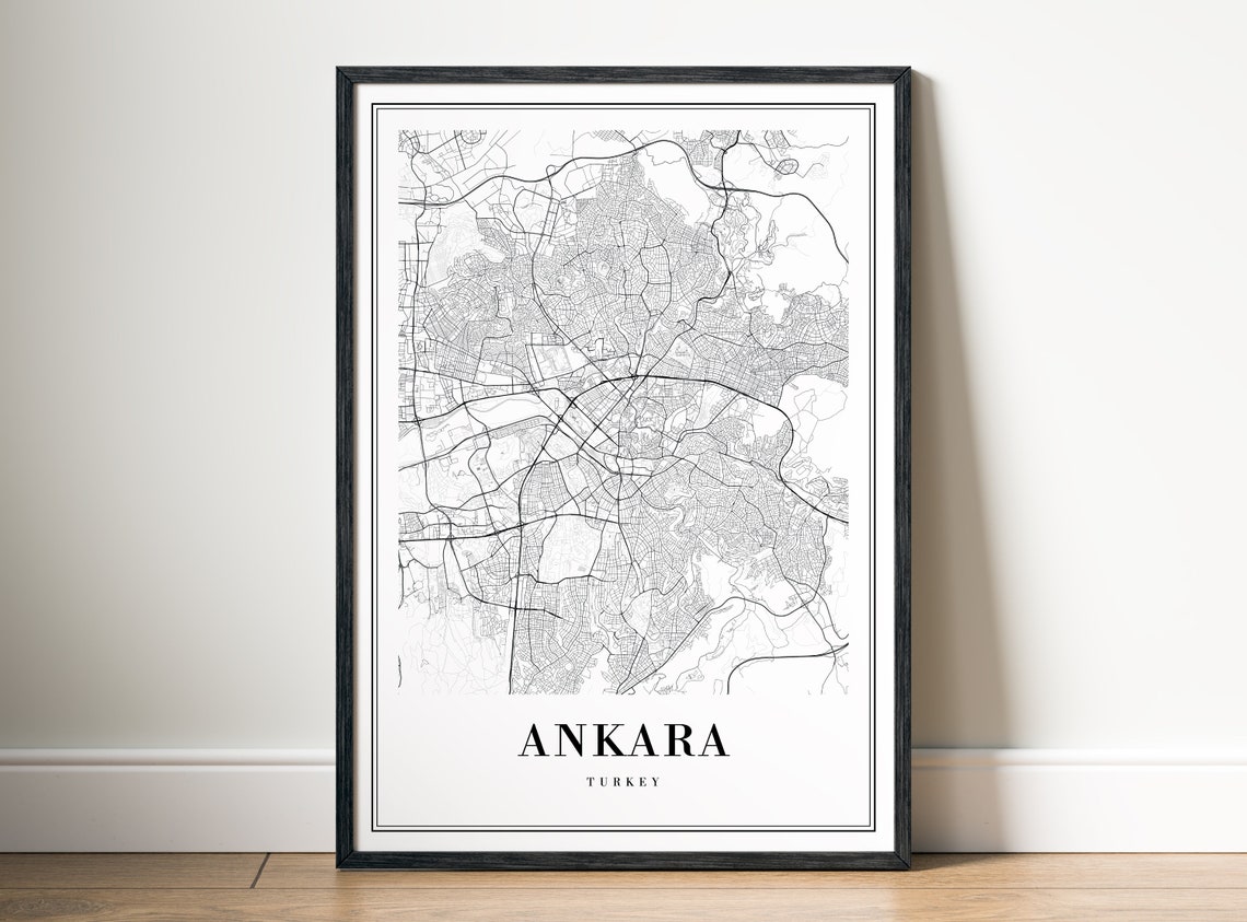 Ankara Turkey City Map Street Plan Minimalist Black White Poster - Image 5
