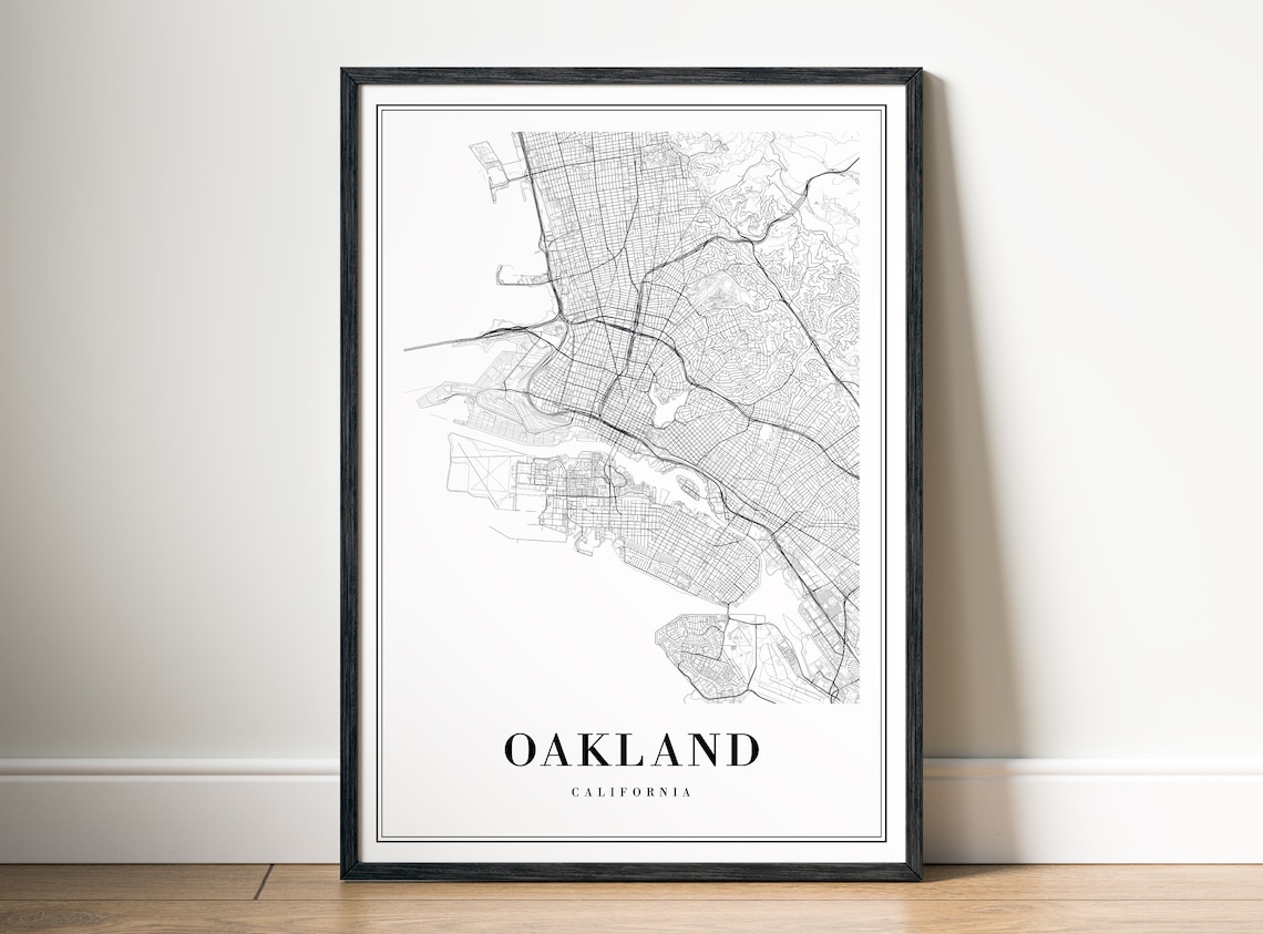 Oakland California Minimalist Black and White City Map Line Art Poster - Image 5